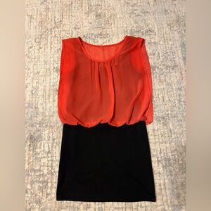 Pumpkin and Black Sleeveless Dress